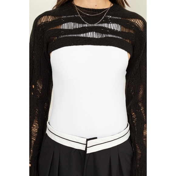 Hyfve Black Open Knit Shrug Sweater - Picture 4 of 4